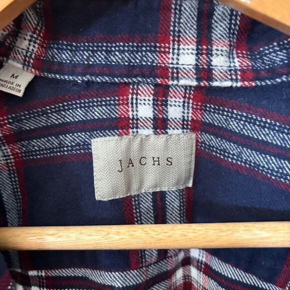 JACHS heavyweight flannel Men's Navy Plaid Button Down Shirt medium - Picture 2 of 8